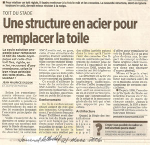 Une structure en acier pour remplacer la toile